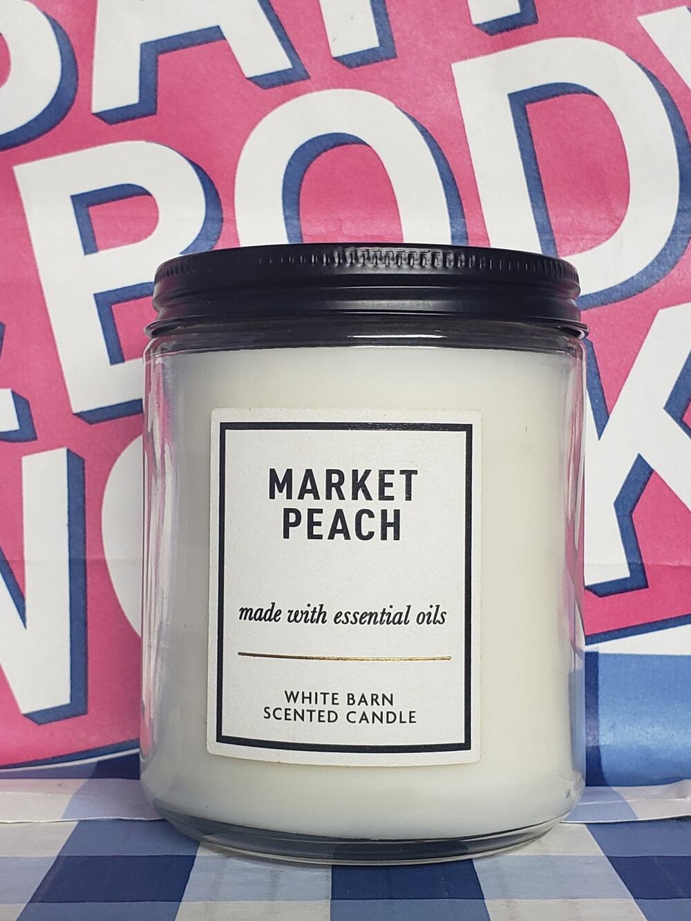 BBW Market Peach 7 oz. Single Wick Jar Candle Home Fragrance Decor